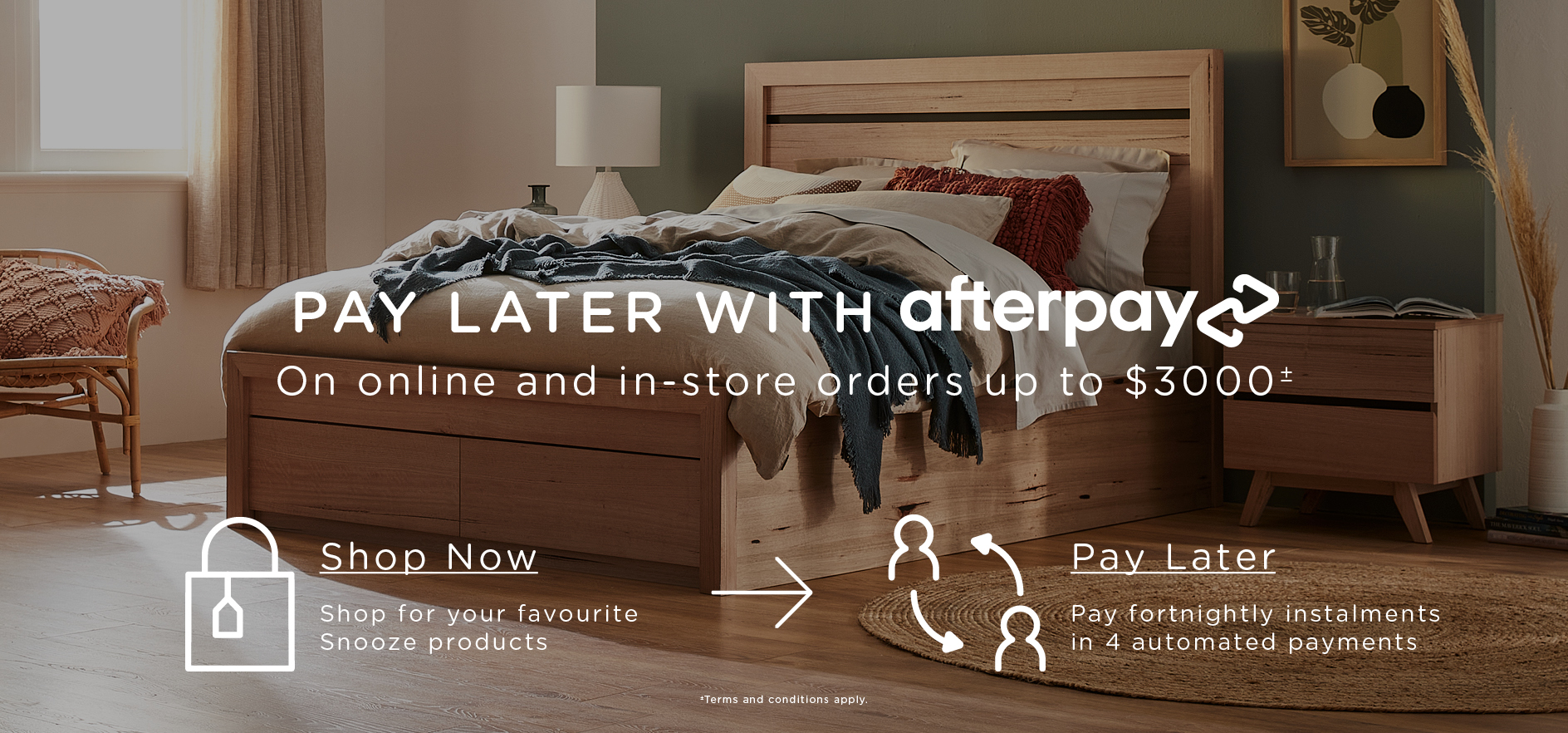 Afterpay on Mattresses & Bedroom Furniture Buy Now, Pay Later Snooze
